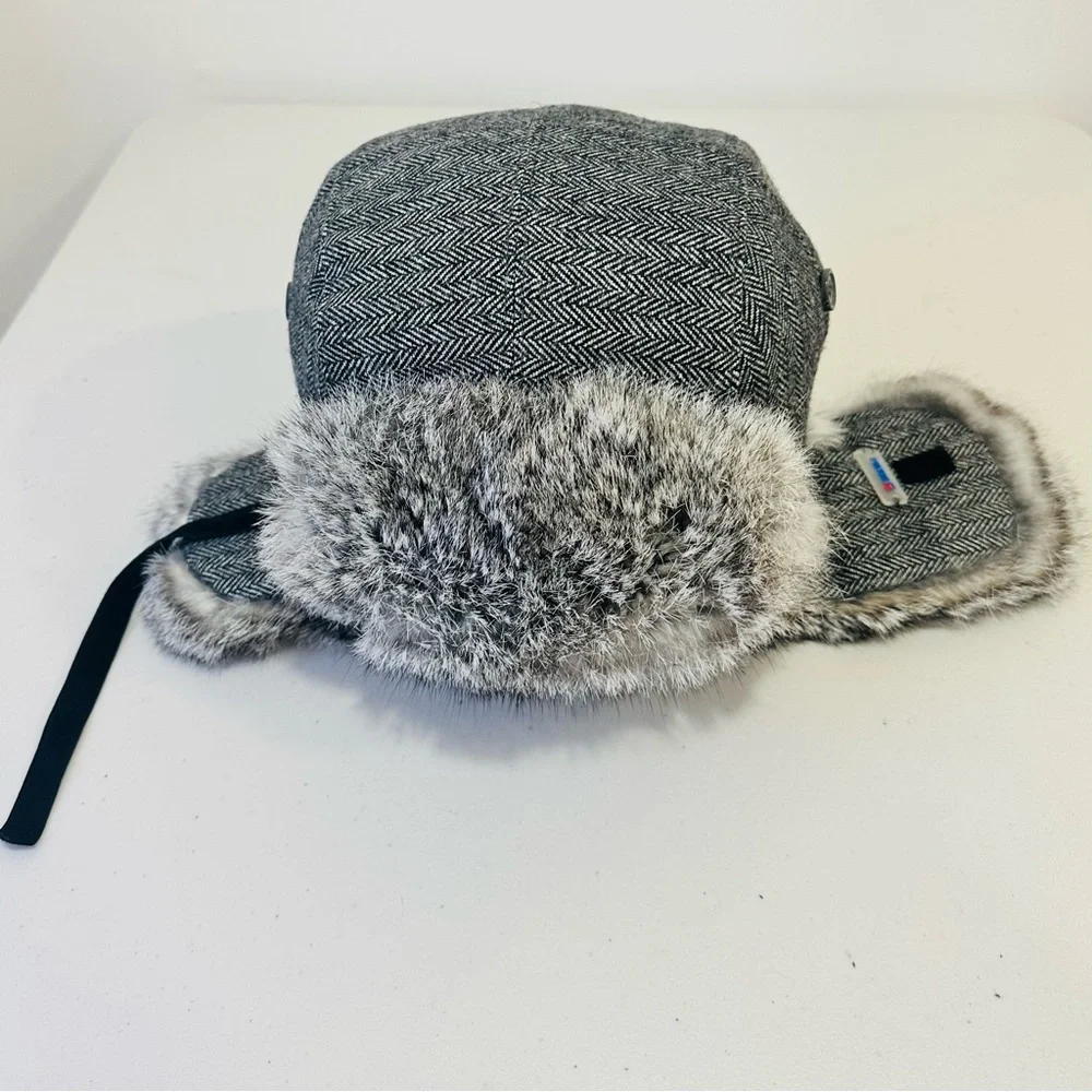Men Wool Blend‎ Trapper Hat with Fur Ear Flap Winter Warm S/M